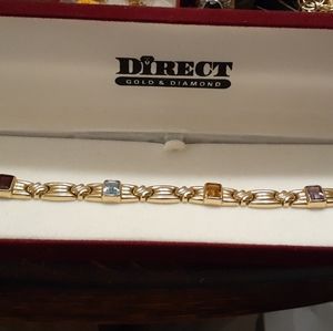 14K YELLOW GOLD MULTI SEMI PRECIOUS GEMSTONE BRACELET NWT